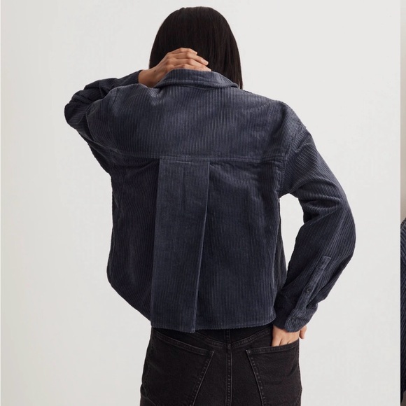 Madewell Dark Blue Corduroy Button-Up Shirt - Picture 2 of 6